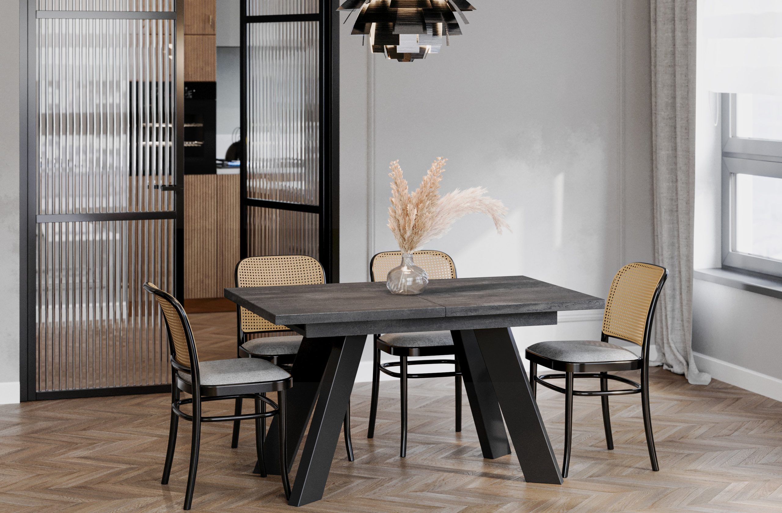 Ausziehbarer Esstisch "Como" 130-210cm (Beton Dunkel) – Bild 2