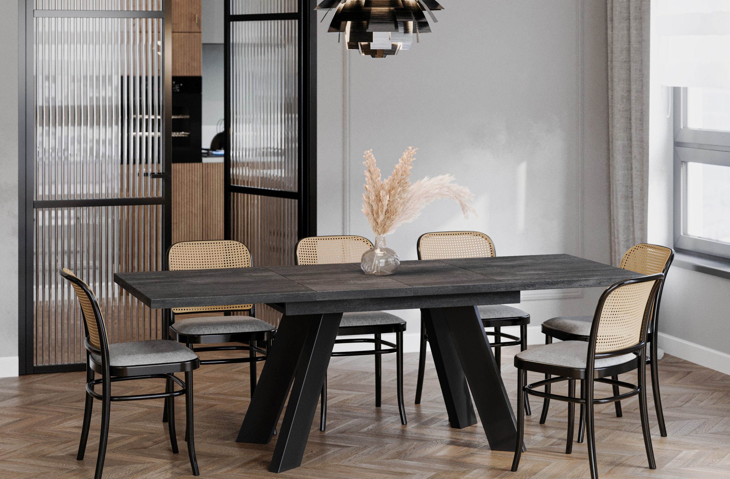 Ausziehbarer Esstisch "Como" 130-210cm (Beton Dunkel)