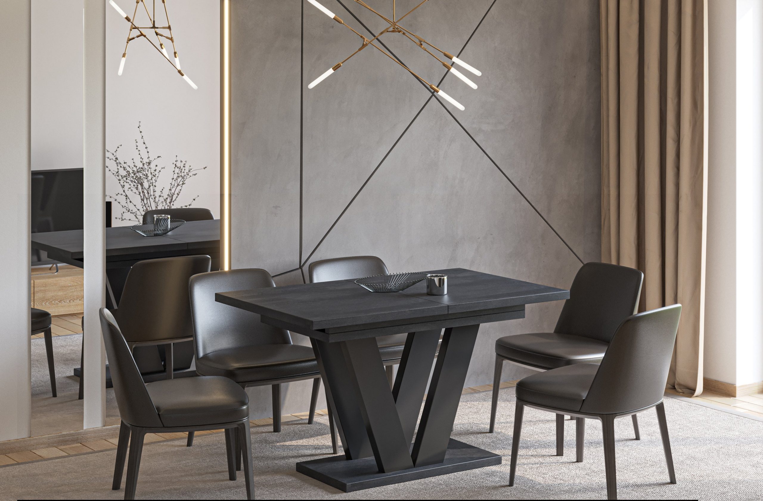 Ausziehbarer Esstisch "Lara" 130-210cm (Beton Dunkel) – Bild 2
