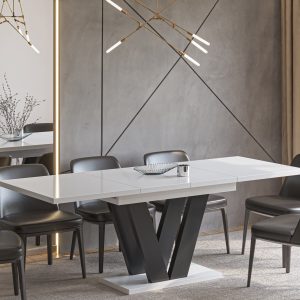 Ausziehbarer Esstisch "Lara" 130-210cm (Weiß Hochglanz)