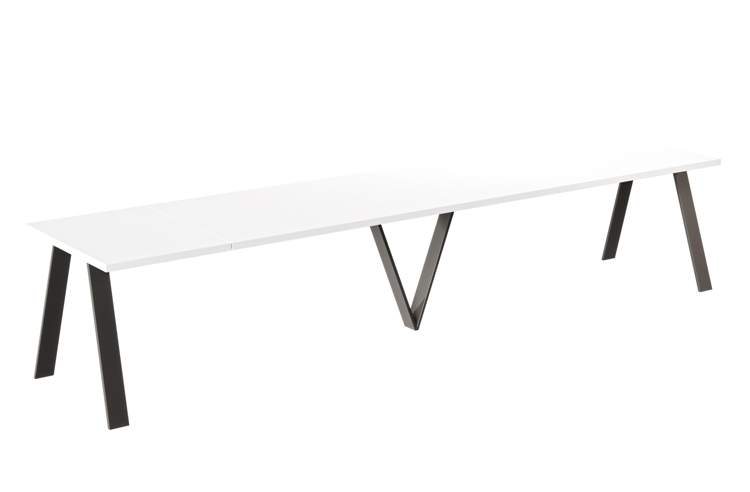 Ausziehbarer Esstisch "Lungo" 130-405cm (Weiß Hochglanz) – Bild 4