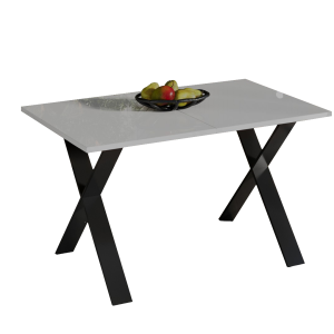 Ausziehbarer Esstisch "X" 130-210xm (Weiß Hochglanz)